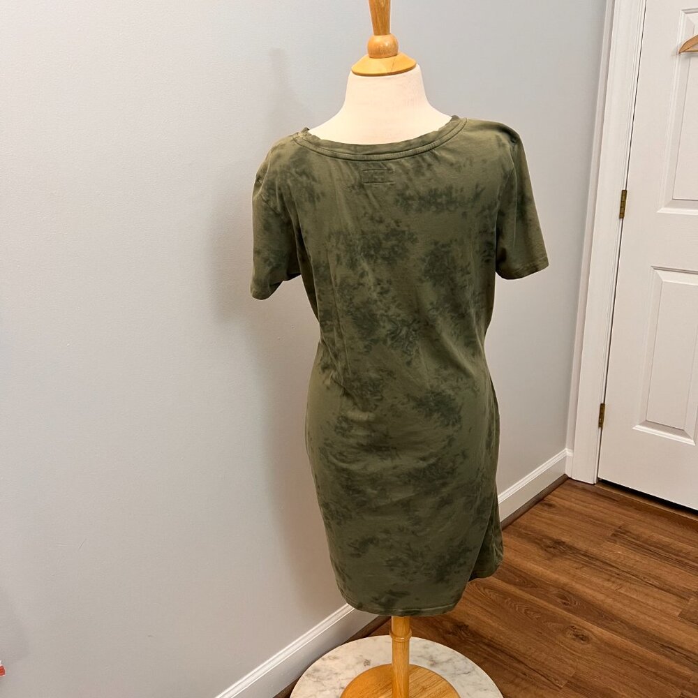 PACT Short Sleeve Tie Waist Dress Women's XL Green Tie Dye Organic Cotton - Picture 10 of 12